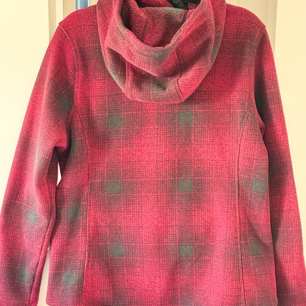 The North Face Red Plaid Women's Sweater with Toggle Detail Retro 90s - Picture 5 of 6